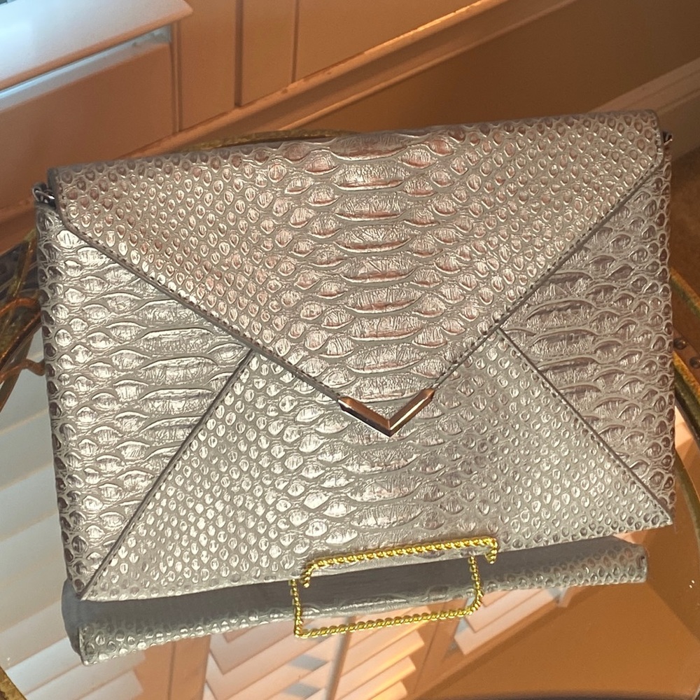 Stella & Dot Faux Snakeskin Clutch